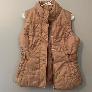 New York & Company Tan Quilted Puffer Vest